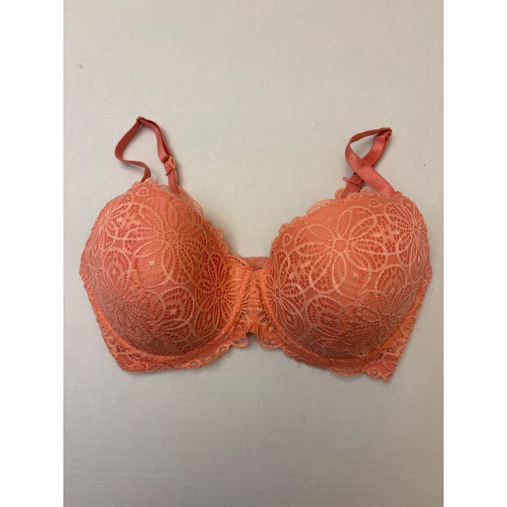 Pure Beauty by Rene Rofe Coral Orange Lace Padded Underwire Bra 42D B26443XH2